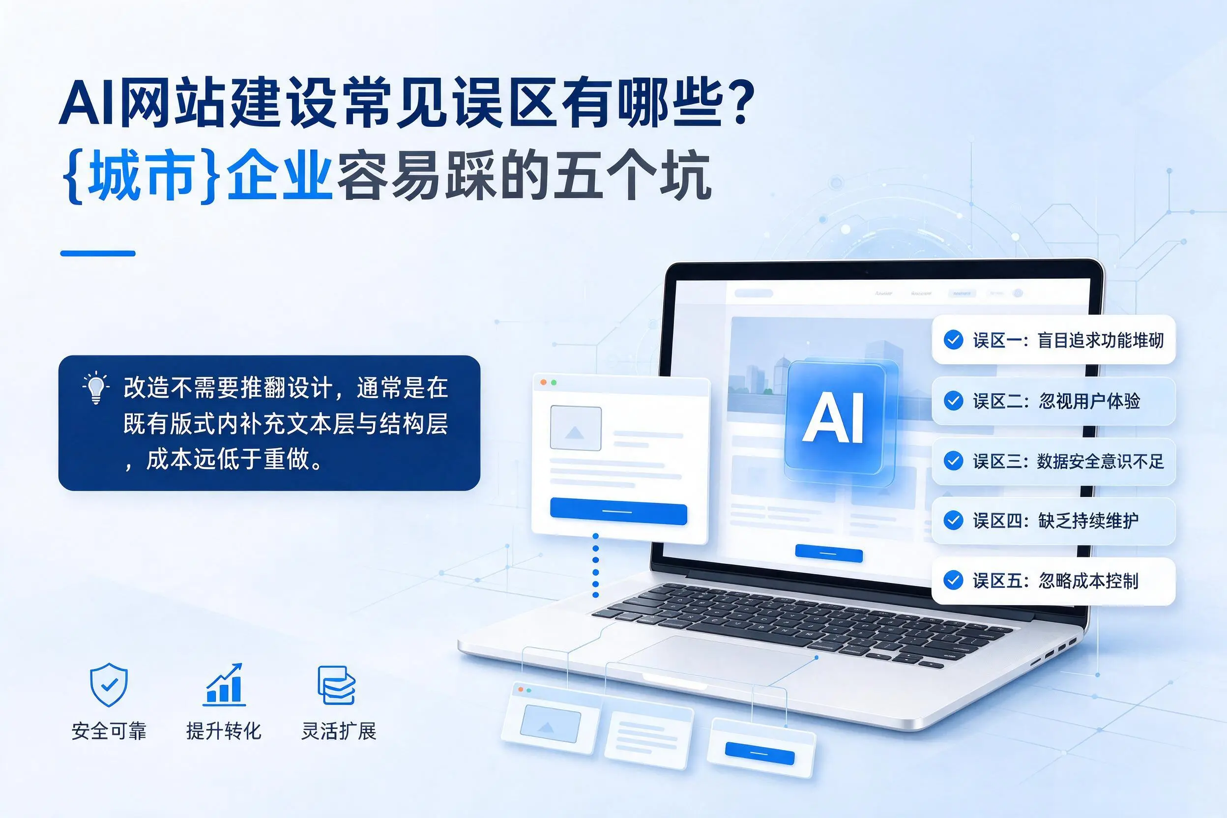 AI网站建设常见误区有哪些?重庆郊县企业容易踩的五个坑