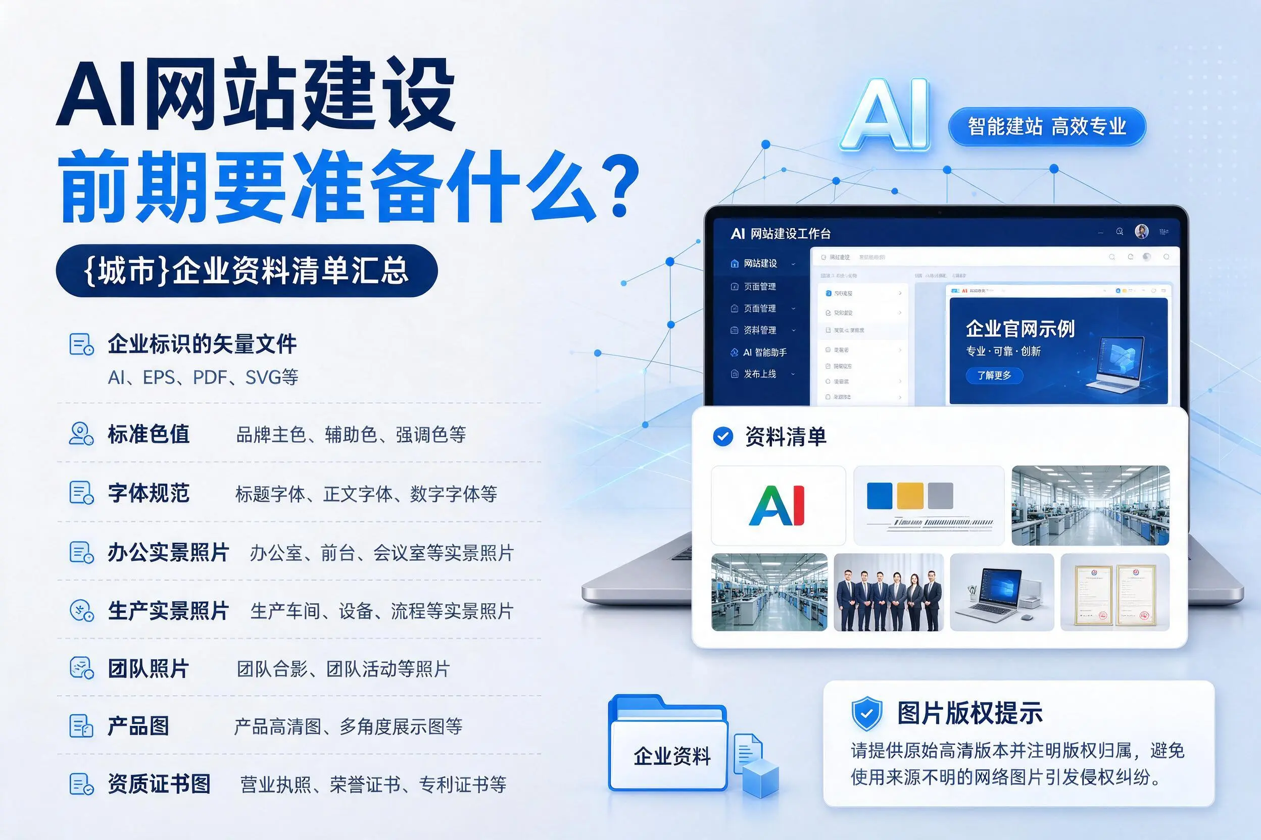 AI网站建设前期要准备什么？重庆郊县企业资料清单汇总